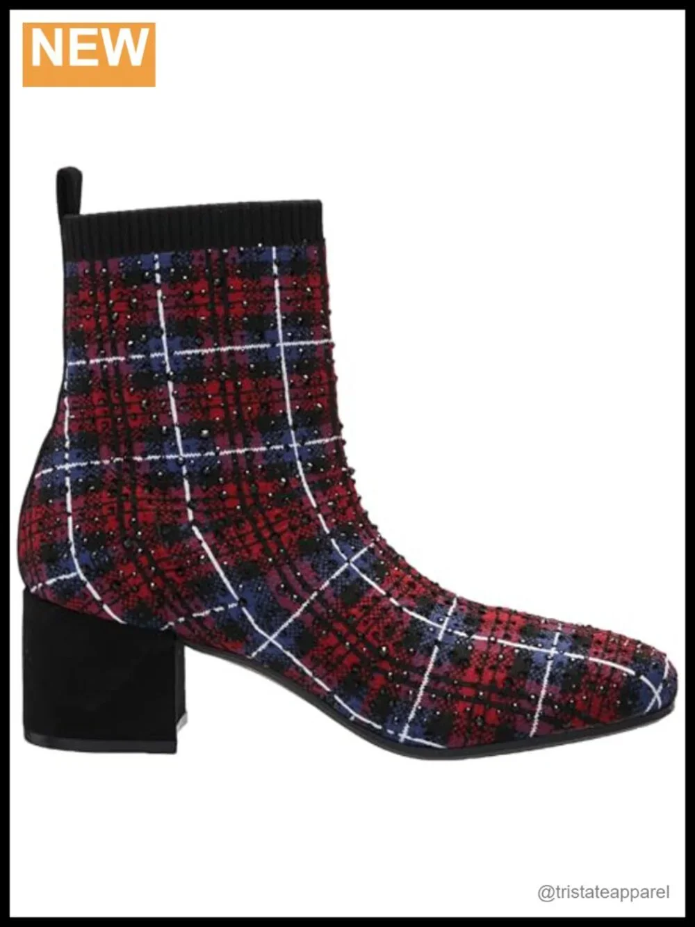 Pull-On Stretch Knit Block Heel Ankle Bootie